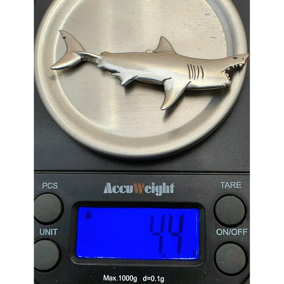 Vintage Sterling Silver Great White Shark Brooch Tie Pin Mako Jaws Sea Maritime - Picture 10 of 11